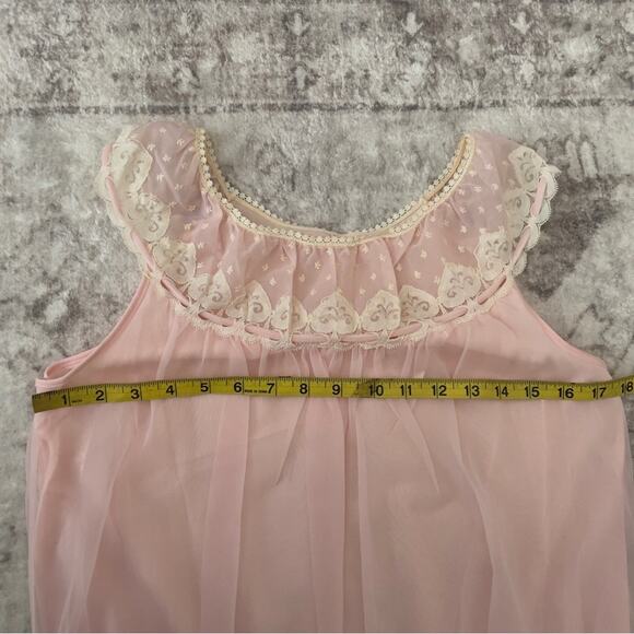 Vintage French Maid Lingerie Company Maxi Nightgown Pink Small - Picture 7 of 11